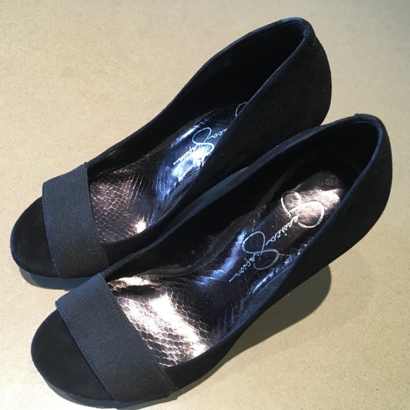 Peep toe Suede Platform heels - Picture 3 of 4